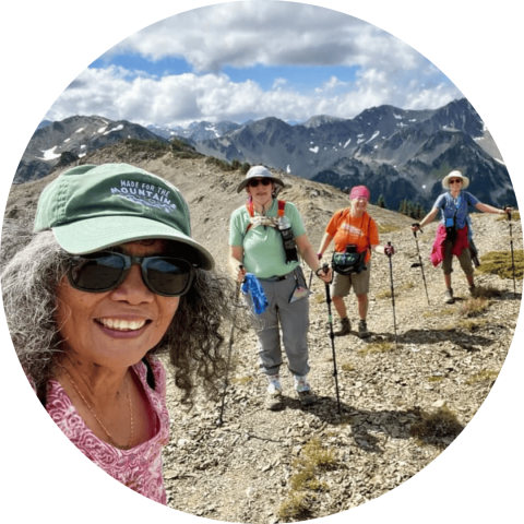 women hiking in the mountains