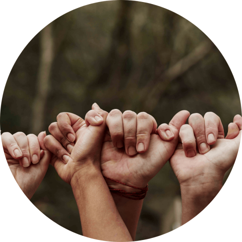 series of linked hands