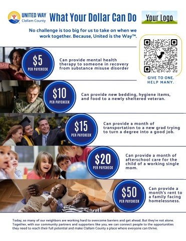 flyer showing how small amounts of money can add up to help someone in need