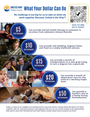 flyer showing how small amounts of money over the year can help a person in need