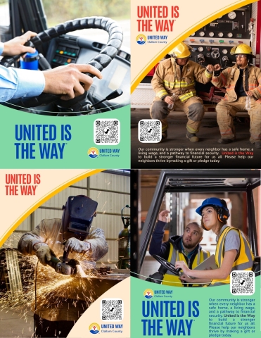 4 posters showing people working at trades