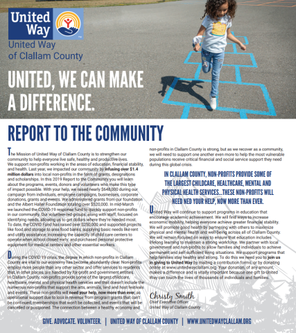 Front page of a report with a banner image and two columns of small text