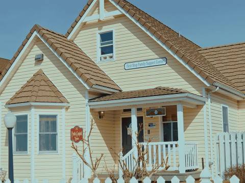 a cream colored house exterior