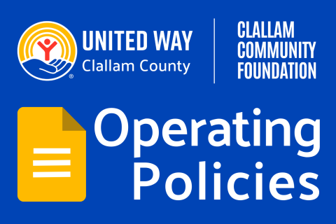 Blue box reading Clallam Community Foundation Operating Policies