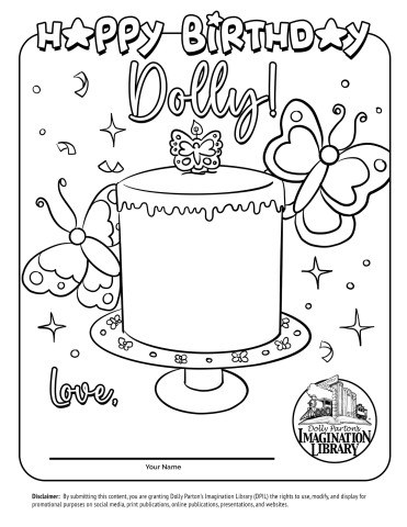 coloring sheet of a birthday cake