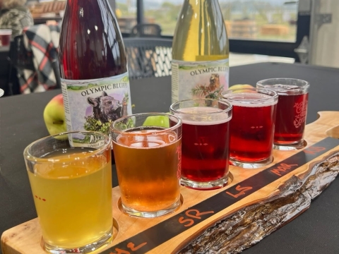 a flight of cider shots