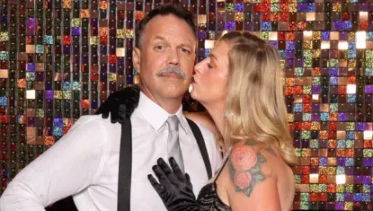 couple in fancy dress at a party